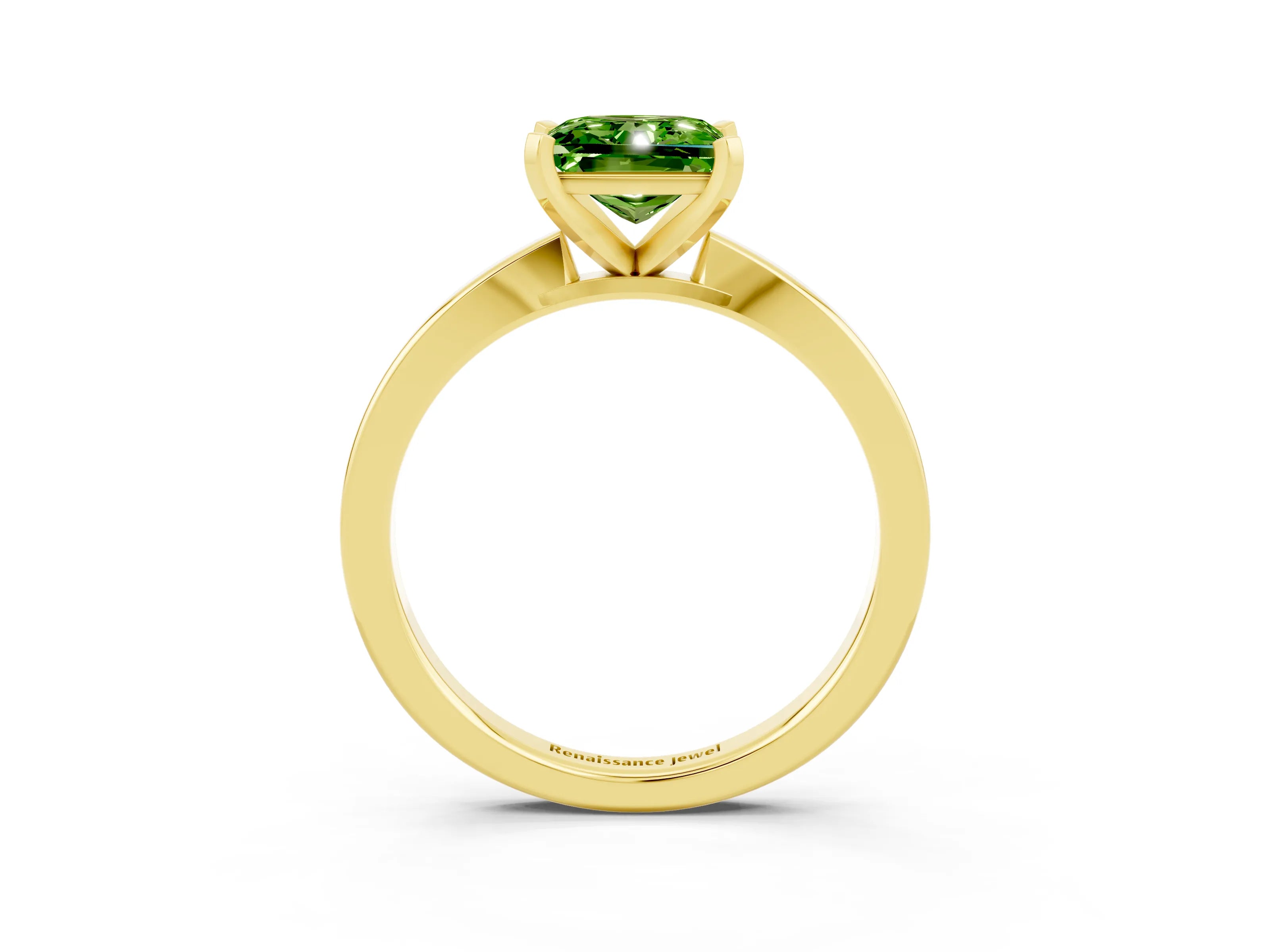 Yellow gold Princess Cut Peridot Solitaire Engagement Ring with Classic Band and Four-Prong Setting_27