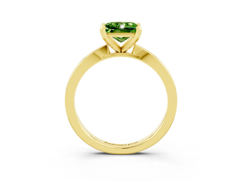 Yellow gold Princess Cut Peridot Solitaire Engagement Ring with Classic Band and Four-Prong Setting_27