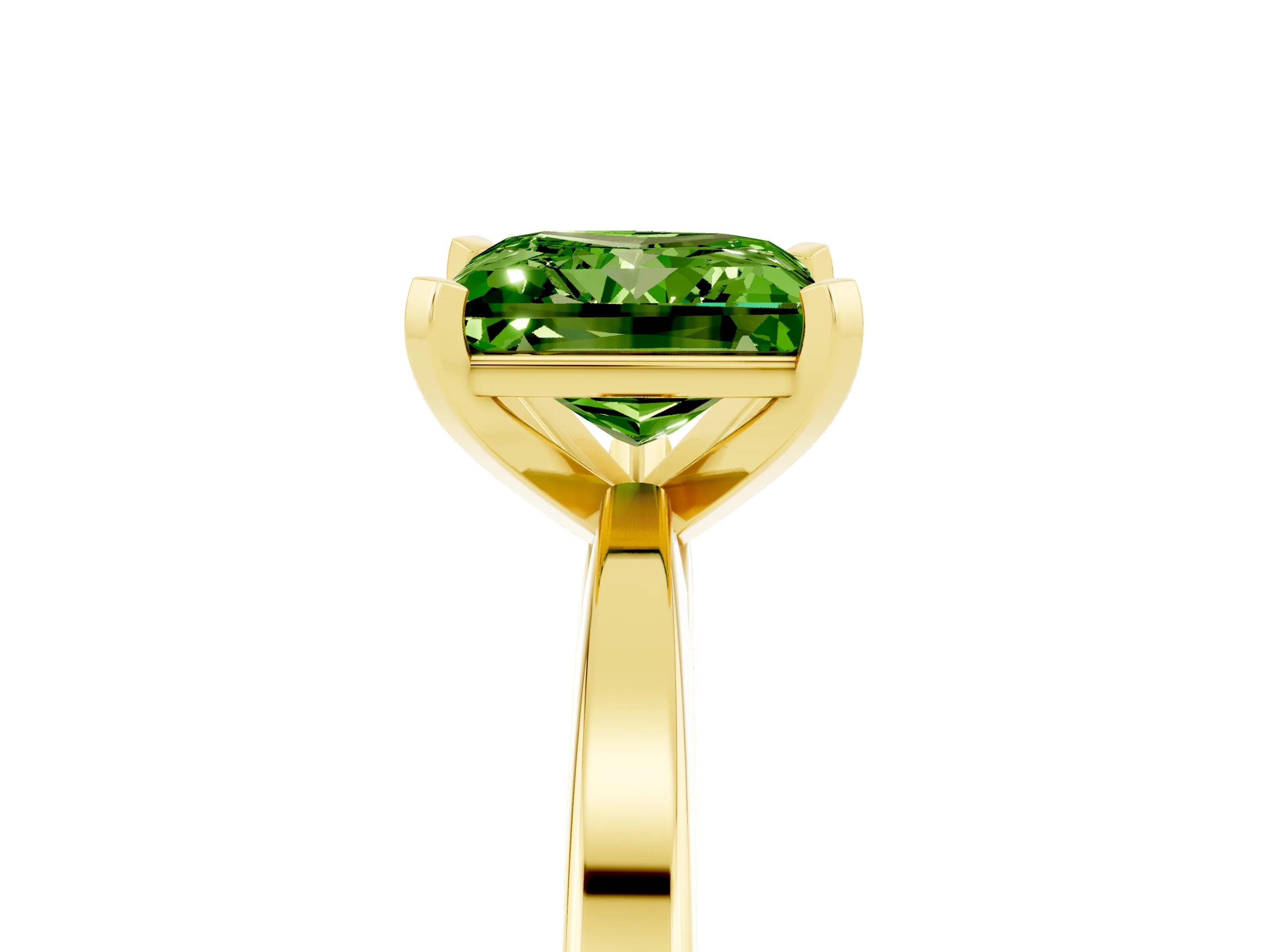 Yellow gold Princess Cut Peridot Solitaire Engagement Ring with Classic Band and Four-Prong Setting_29