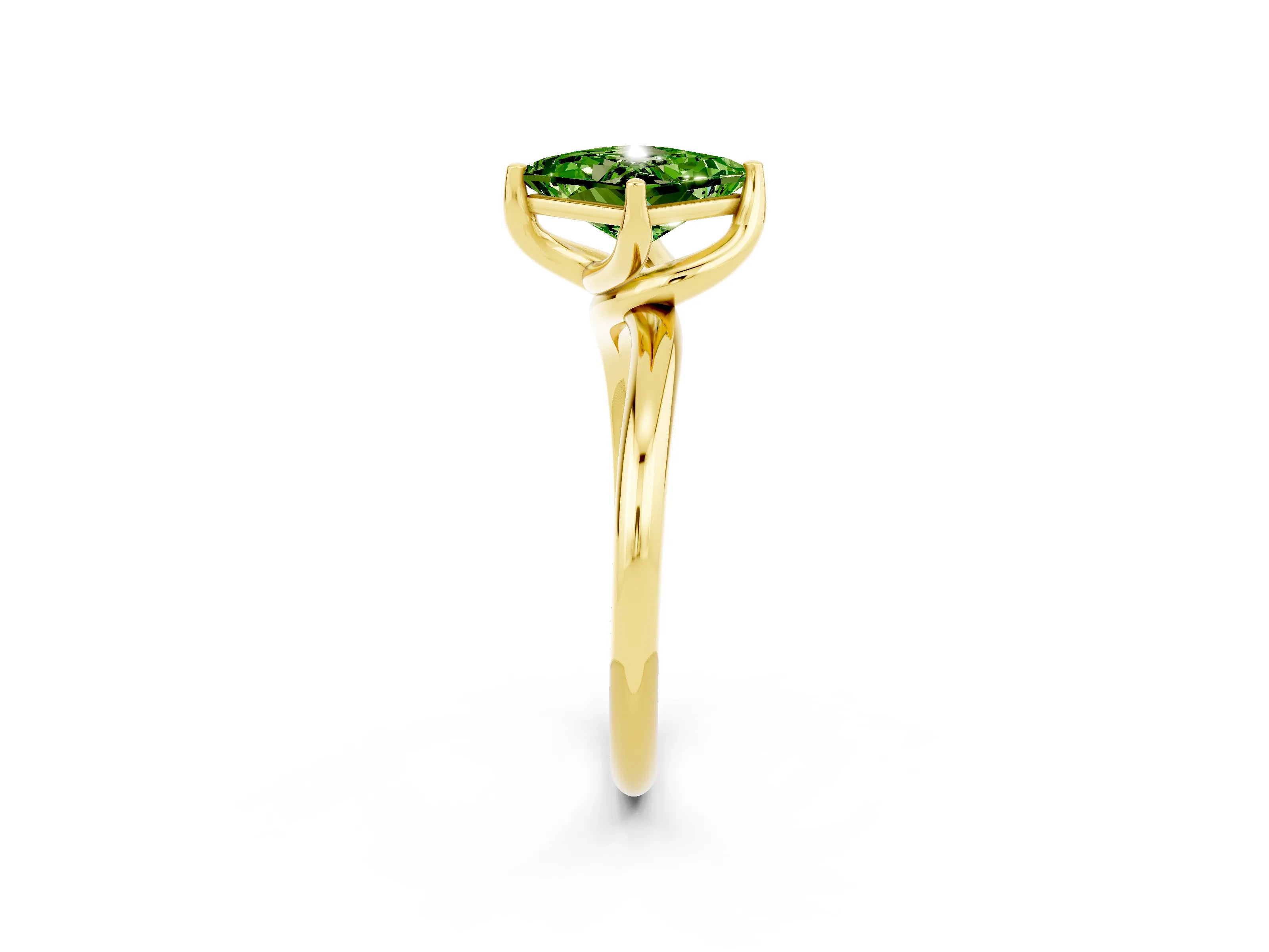 Yellow gold Princess Cut Peridot Solitaire Engagement Ring with Four-Prong Setting and Classic Band_14