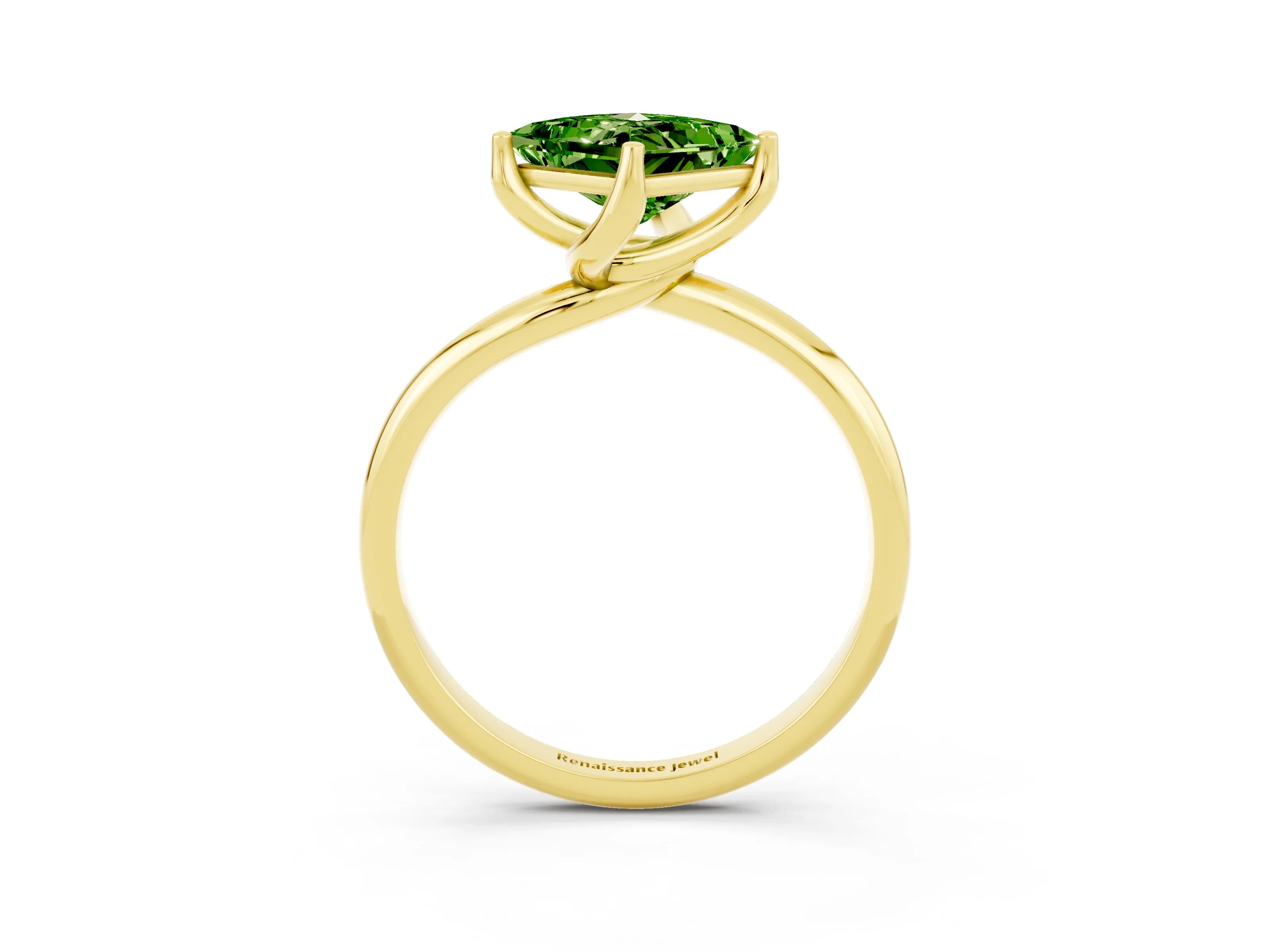 Yellow gold Princess Cut Peridot Solitaire Engagement Ring with Four-Prong Setting and Classic Band_15