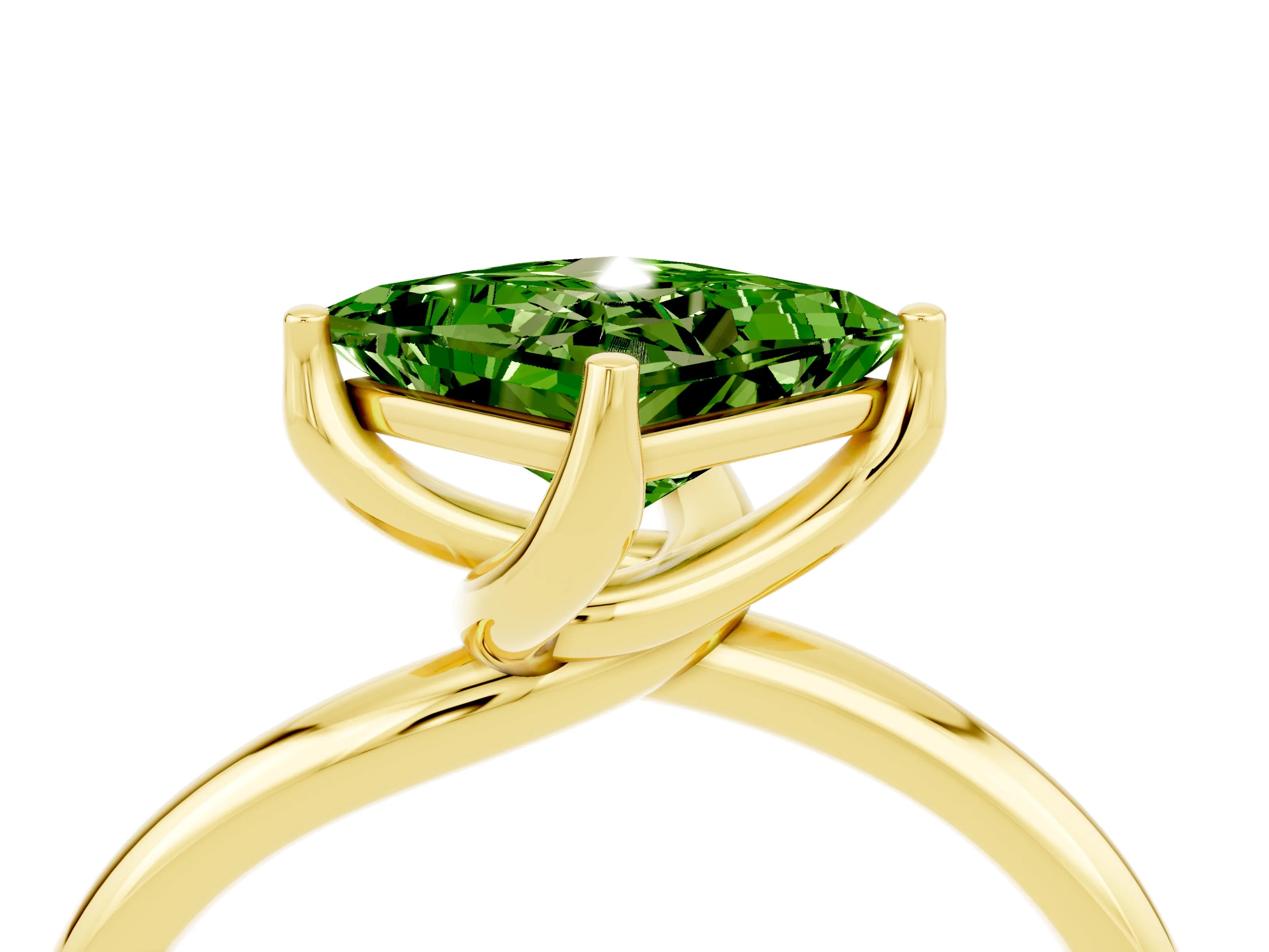 Yellow gold Princess Cut Peridot Solitaire Engagement Ring with Four-Prong Setting and Classic Band_16