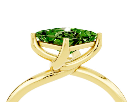 Yellow gold Princess Cut Peridot Solitaire Engagement Ring with Four-Prong Setting and Classic Band_16