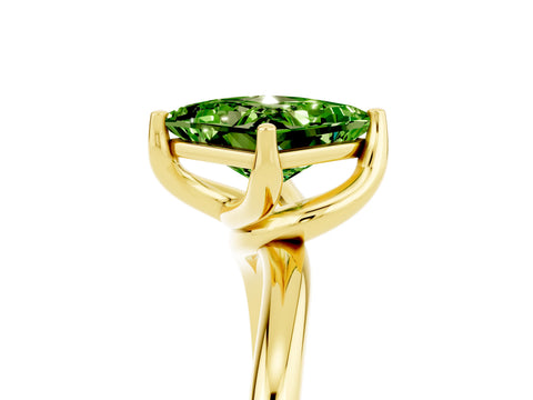 Yellow gold Princess Cut Peridot Solitaire Engagement Ring with Four-Prong Setting and Classic Band_17