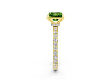 Yellow gold Princess Cut Peridot Solitaire Engagement Ring with Pavé Band and Four-Prong Setting_2