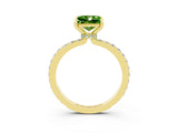 Yellow gold Princess Cut Peridot Solitaire Engagement Ring with Pavé Band and Four-Prong Setting_3