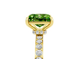 Yellow gold Princess Cut Peridot Solitaire Engagement Ring with Pavé Band and Four-Prong Setting_5