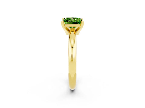 Yellow gold Princess Cut Peridot Solitaire Engagement Ring with Round Band and Four-Prong Setting_2