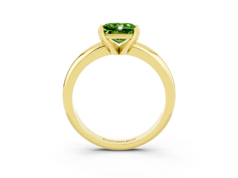 Yellow gold Princess Cut Peridot Solitaire Engagement Ring with Round Band and Four-Prong Setting_3