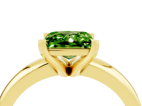 Yellow gold Princess Cut Peridot Solitaire Engagement Ring with Round Band and Four-Prong Setting_4