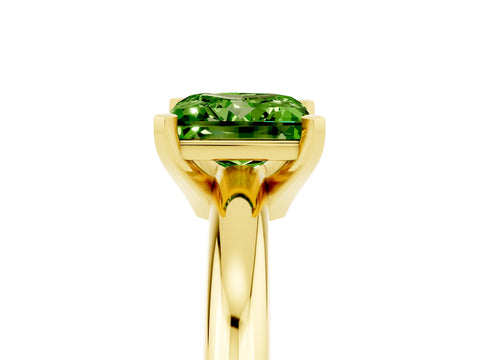 Yellow gold Princess Cut Peridot Solitaire Engagement Ring with Round Band and Four-Prong Setting_5