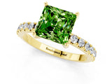 Yellow gold Princess Cut Peridot Solitaire Pavé Band with Four-Prong Setting_1