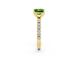 Yellow gold Princess Cut Peridot Solitaire Pavé Band with Four-Prong Setting_2