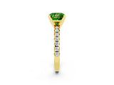 Yellow gold Princess Cut Peridot Solitaire Pavé Engagement Ring with Round Band and Prong Setting_14