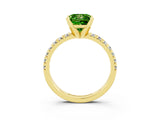Yellow gold Princess Cut Peridot Solitaire Pavé Engagement Ring with Round Band and Prong Setting_15