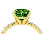 Yellow gold Princess Cut Peridot Solitaire Pavé Engagement Ring with Round Band and Prong Setting_16