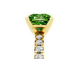Yellow gold Princess Cut Peridot Solitaire Pavé Engagement Ring with Round Band and Prong Setting_17