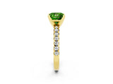 Yellow gold Princess Cut Peridot Solitaire Pavé Engagement Ring with Round Band and Prong Setting_68