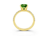Yellow gold Princess Cut Peridot Solitaire Pavé Engagement Ring with Round Band and Prong Setting_69