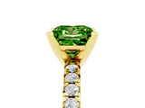 Yellow gold Princess Cut Peridot Solitaire Pavé Engagement Ring with Round Band and Prong Setting_71
