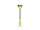 Yellow gold Princess Cut Peridot Solitaire Ring with Cathedral Setting and Pavé Band_2
