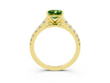 Yellow gold Princess Cut Peridot Solitaire Ring with Cathedral Setting and Pavé Band_3