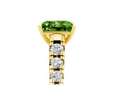 Yellow gold Princess Cut Peridot Solitaire Ring with Cathedral Setting and Pavé Band_5