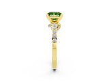 Yellow gold Princess Cut Peridot Solitaire Ring with Crossover Gallery and Round  Pavé Band_14