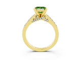 Yellow gold Princess Cut Peridot Solitaire Ring with Crossover Gallery and Round  Pavé Band_15