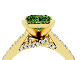 Yellow gold Princess Cut Peridot Solitaire Ring with Crossover Gallery and Round  Pavé Band_16