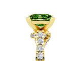 Yellow gold Princess Cut Peridot Solitaire Ring with Crossover Gallery and Round  Pavé Band_17