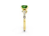 Yellow gold Princess Cut Peridot Solitaire Ring with Crossover Gallery and Round  Pavé Band_38
