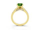 Yellow gold Princess Cut Peridot Solitaire Ring with Crossover Gallery and Round  Pavé Band_39