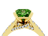 Yellow gold Princess Cut Peridot Solitaire Ring with Crossover Gallery and Round  Pavé Band_40