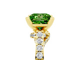 Yellow gold Princess Cut Peridot Solitaire Ring with Crossover Gallery and Round  Pavé Band_41