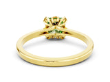 Yellow gold Princess Cut Peridot Solitaire Ring with Flower Prong Setting and Classic Band_12