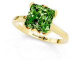 Yellow gold Princess Cut Peridot Solitaire Ring with Flower Prong Setting and Classic Band_13