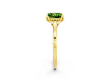 Yellow gold Princess Cut Peridot Solitaire Ring with Flower Prong Setting and Classic Band_14