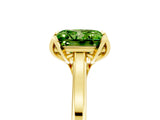 Yellow gold Princess Cut Peridot Solitaire Ring with Flower Prong Setting and Classic Band_17