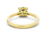 Yellow gold Princess Cut Peridot Solitaire Ring with Flower Prong Setting and Classic Band_36
