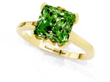 Yellow gold Princess Cut Peridot Solitaire Ring with Flower Prong Setting and Classic Band_37