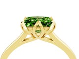Yellow gold Princess Cut Peridot Solitaire Ring with Flower Prong Setting and Classic Band_40