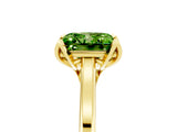 Yellow gold Princess Cut Peridot Solitaire Ring with Flower Prong Setting and Classic Band_41