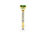 Yellow gold Princess Cut Peridot Solitaire Ring with Pavé Accents and Four-Prong Setting_2