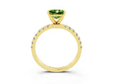 Yellow gold Princess Cut Peridot Solitaire Ring with Pavé Accents and Four-Prong Setting_3