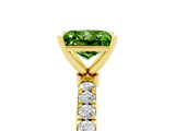 Yellow gold Princess Cut Peridot Solitaire Ring with Pavé Accents and Four-Prong Setting_5