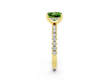 Yellow gold Princess Cut Peridot Solitaire Ring with Pavé Band and Four-Prong Setting_26