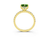 Yellow gold Princess Cut Peridot Solitaire Ring with Pavé Band and Four-Prong Setting_27