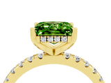 Yellow gold Princess Cut Peridot Solitaire Ring with Pavé Band and Four-Prong Setting_28