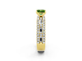 Yellow gold Princess Cut Peridot Solitaire Ring with Pavé and Channel Set Band_2